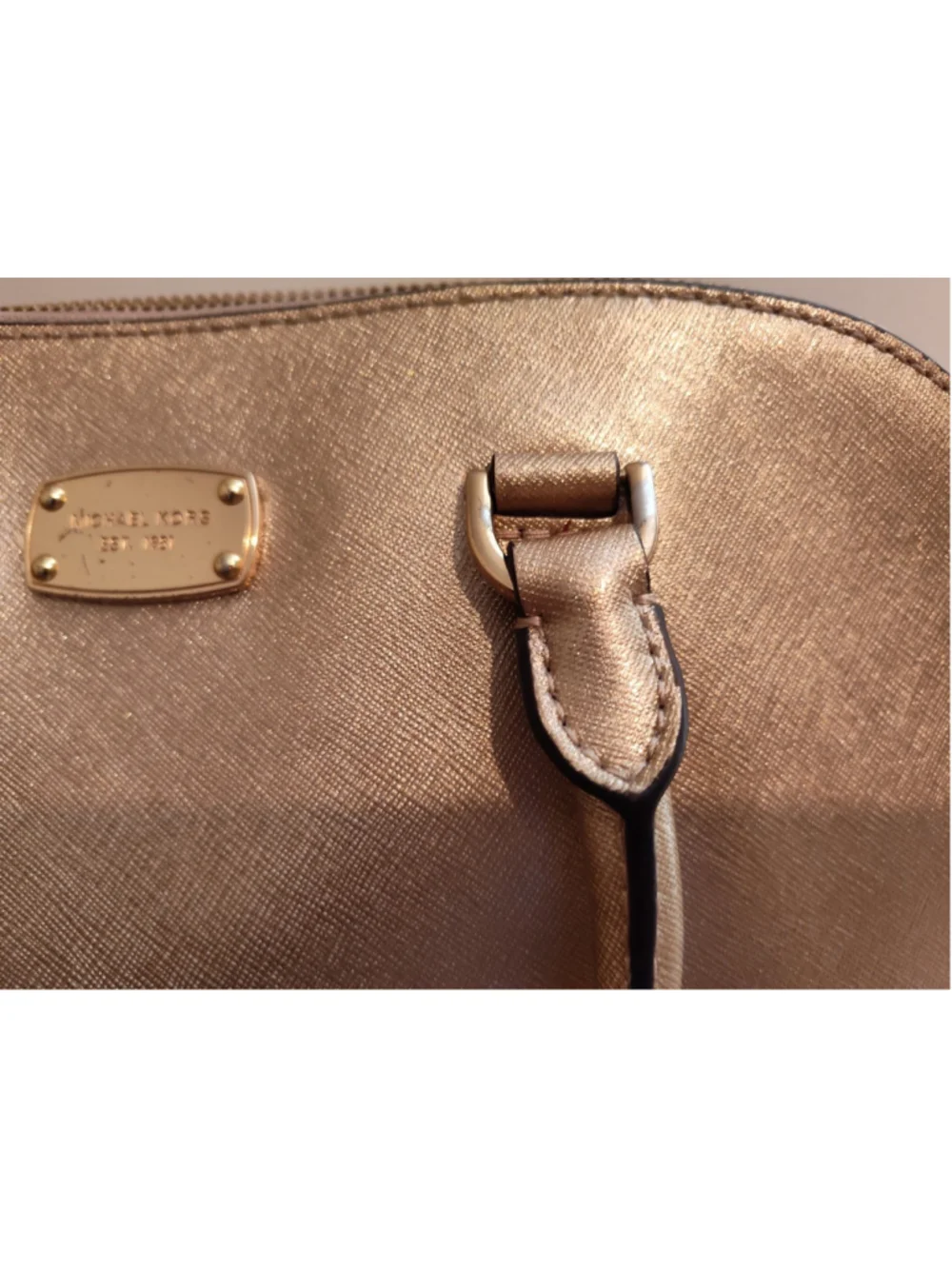 Michael Kors Gold Leather Satchel Handbag